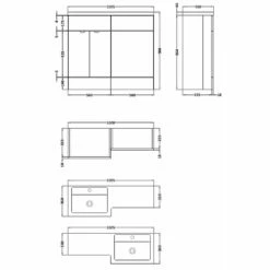 Hudson Reed Fusion Gloss Grey 1000mm RH Basin & WC Combination Unit CBI927 -TAPS UK Sales hudson reed fusion gloss grey 1000mm rh basin wc combination unit cbi927 p29962 146284 image