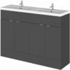 Hudson Reed Fusion Gloss Grey 1200mm Floor Standing Vanity Unit & Basin CBI934