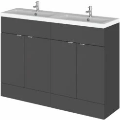 Hudson Reed Fusion Gloss Grey 1200mm Floor Standing Vanity Unit & Basin CBI934