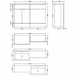 Hudson Reed Fusion Gloss Grey 1200mm RH Basin & WC Combination Unit CBI910 -TAPS UK Sales hudson reed fusion gloss grey 1200mm rh basin wc combination unit cbi910 p29970 146308 image