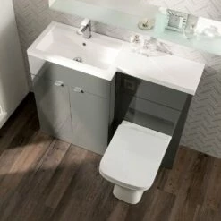 Hudson Reed Fusion Gloss Grey 1200mm RH Basin & WC Combination Unit CBI910 -TAPS UK Sales hudson reed fusion gloss grey 1200mm rh basin wc combination unit cbi910 p29970 209408 image