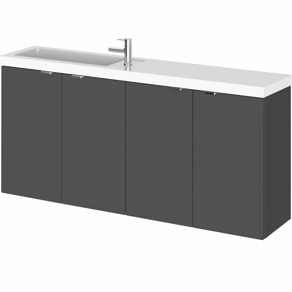 Hudson Reed Fusion Gloss Grey 1200mm Wall Hung Vanity Unit & Basin CBI935 3 Hudson Reed Fusion Gloss Grey 1200mm Wall Hung Vanity Unit & Basin CBI935