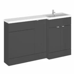 Hudson Reed Fusion Gloss Grey 1500mm RH Basin & WC Combination Unit CBI914