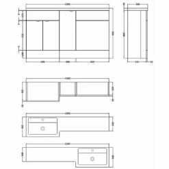 Hudson Reed Fusion Gloss Grey 1500mm RH Basin & WC Combination Unit CBI914 -TAPS UK Sales hudson reed fusion gloss grey 1500mm rh basin wc combination unit cbi914 p29975 146323 image