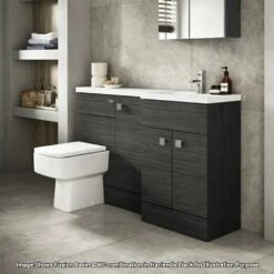 Hudson Reed Fusion Gloss Grey 1500mm RH Basin & WC Combination Unit CBI914 -TAPS UK Sales hudson reed fusion gloss grey 1500mm rh basin wc combination unit cbi914 p29975 209472 image