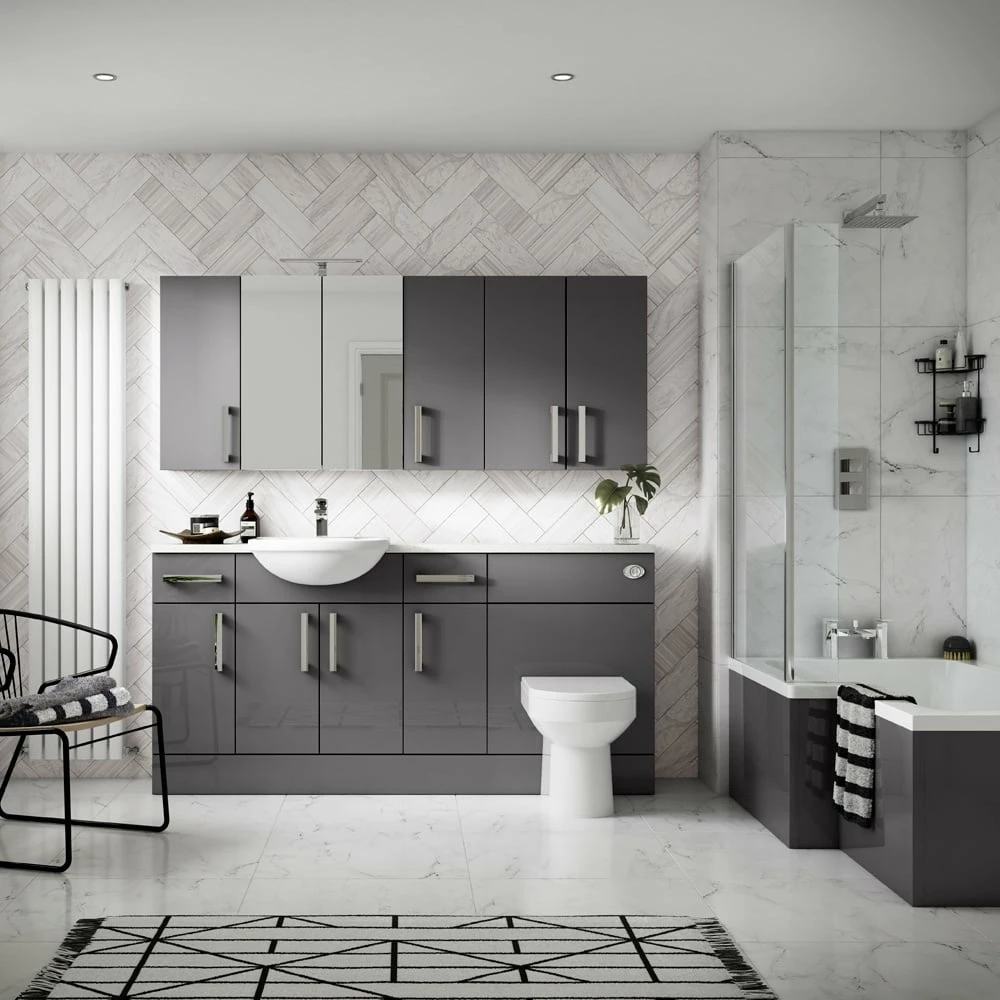 Hudson Reed Fusion Gloss Grey 370x890 Decorative End Panel - OFF992 4 Hudson Reed Fusion Gloss Grey 370x890 Decorative End Panel - OFF992 - Image 2