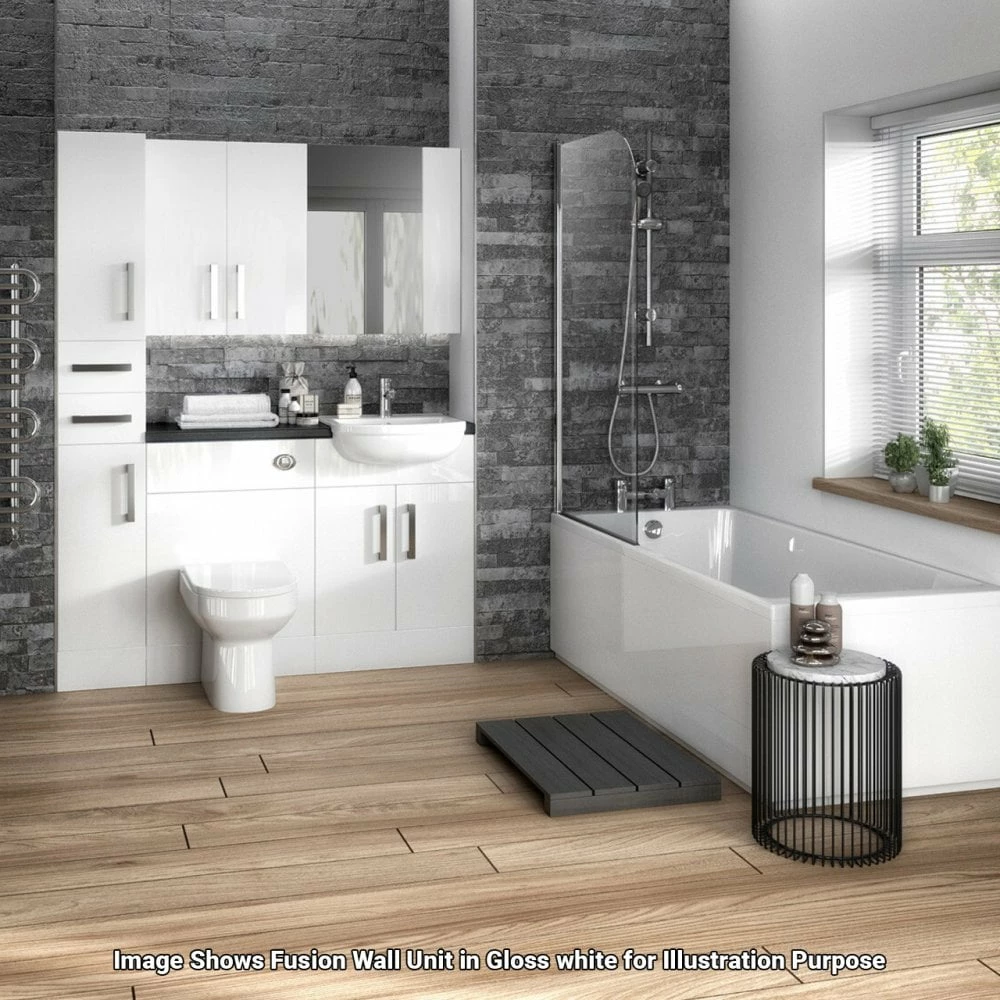 Hudson Reed Fusion Gloss Grey 500mm Wall Unit - OFF955 4 Hudson Reed Fusion Gloss Grey 500mm Wall Unit - OFF955 - Image 2