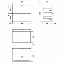 Hudson Reed Fusion Gloss Grey 600mm Wall Hung Vanity Unit & Basin CBI930 -TAPS UK Sales hudson reed fusion gloss grey 600mm wall hung vanity unit basin cbi930 p33051 161566 image