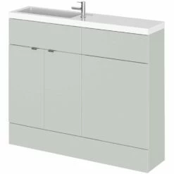 Hudson Reed Fusion Gloss Grey Mist 1000mm Compact Combination WC & Vanity Unit With Basin - CBI442