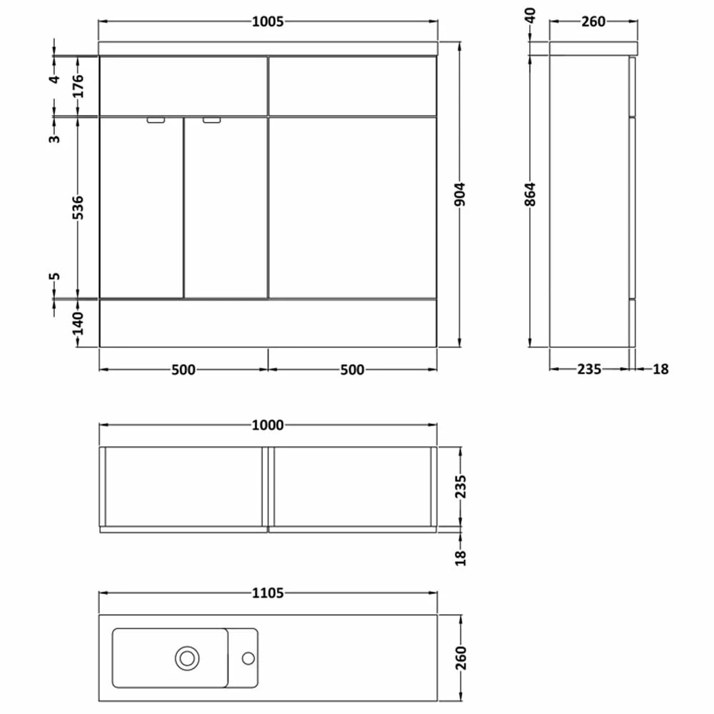 Hudson Reed Fusion Gloss Grey Mist 1000mm Compact Combination WC & Vanity Unit With Basin - CBI442 5 Hudson Reed Fusion Gloss Grey Mist 1000mm Compact Combination WC & Vanity Unit With Basin - CBI442 - Image 3