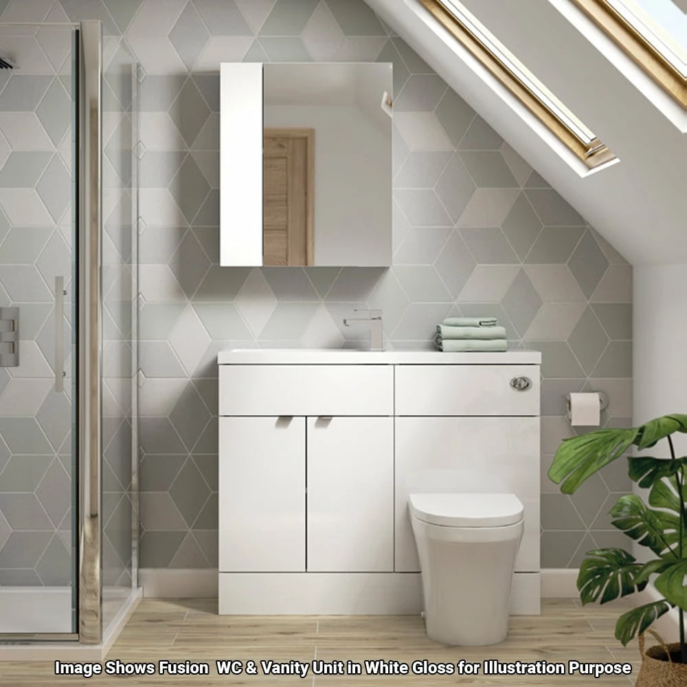 Hudson Reed Fusion Gloss Grey Mist 1000mm Compact Combination WC & Vanity Unit With Basin - CBI442 4 Hudson Reed Fusion Gloss Grey Mist 1000mm Compact Combination WC & Vanity Unit With Basin - CBI442 - Image 2