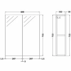 Hudson Reed Fusion Gloss Grey Mist 600mm Mirror Unit (50/50) - OFG417 -TAPS UK Sales hudson reed fusion gloss grey mist 600mm mirror unit 50 50 ofg417 p46919 221596 image
