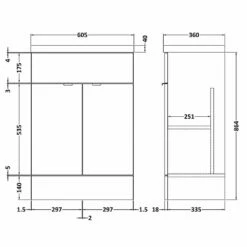 Hudson Reed Fusion Gloss Grey Mist 600mm Vanity Unit & Basin - CBI407 -TAPS UK Sales hudson reed fusion gloss grey mist 600mm vanity unit basin cbi407 p36012 175536 image