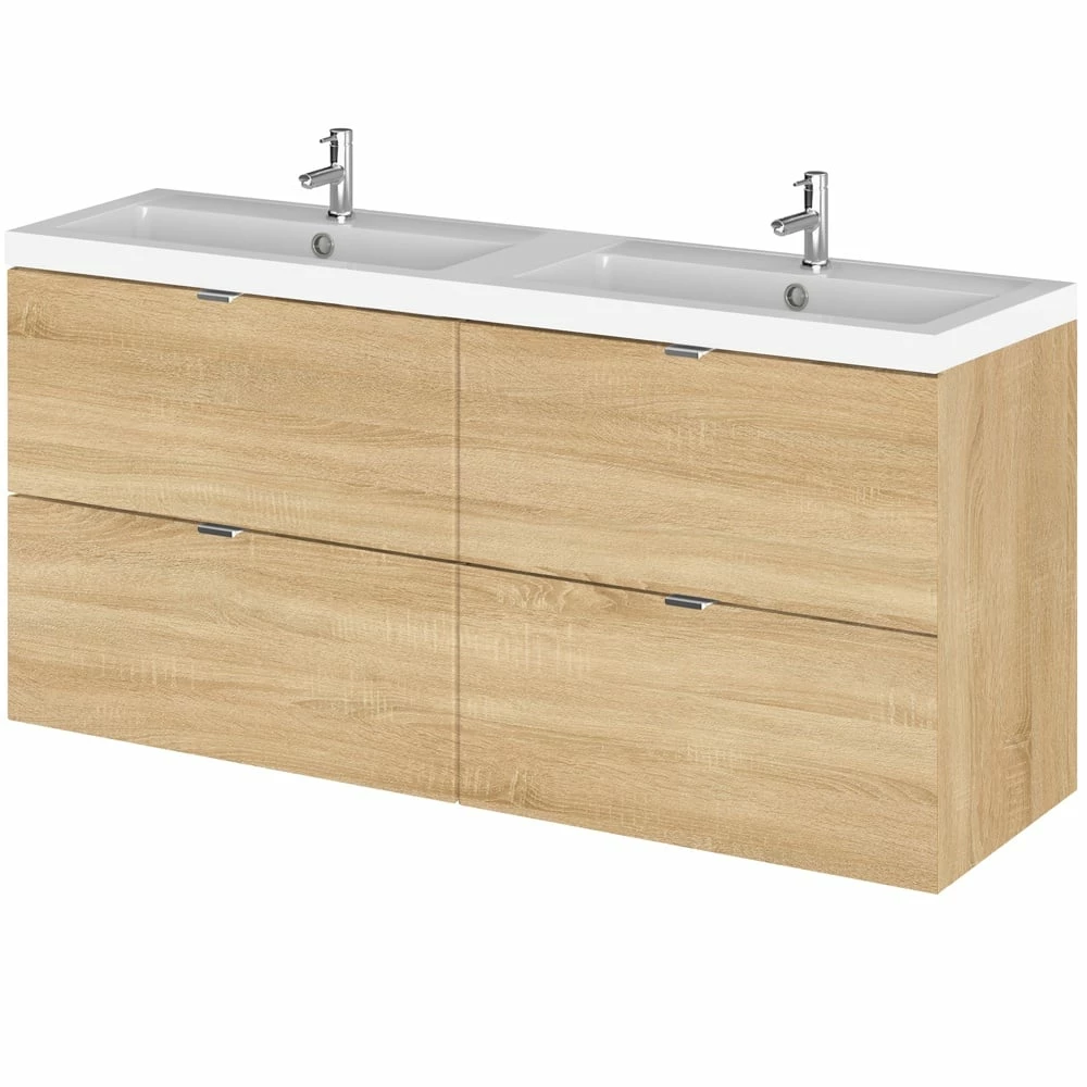 Hudson Reed Fusion Natural Oak 1200mm Wall Hung Vanity Unit & Basin CBI332 3 Hudson Reed Fusion Natural Oak 1200mm Wall Hung Vanity Unit & Basin CBI332