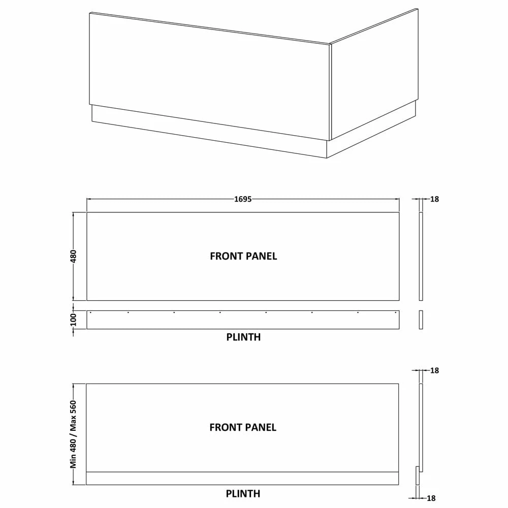 Hudson Reed Fusion Natural Oak 1700mm Bath Front Panel & Plinth - OFF377 5 Hudson Reed Fusion Natural Oak 1700mm Bath Front Panel & Plinth - OFF377 - Image 3