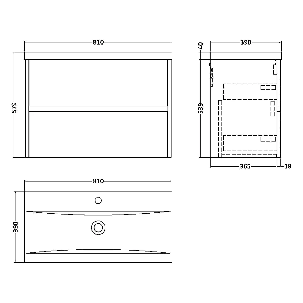 Hudson Reed Havana Coastal Grey 800 Wall Hung 2-Drawer Vanity Unit & Basin 5 Hudson Reed Havana Coastal Grey 800 Wall Hung 2-Drawer Vanity Unit & Basin - Image 3