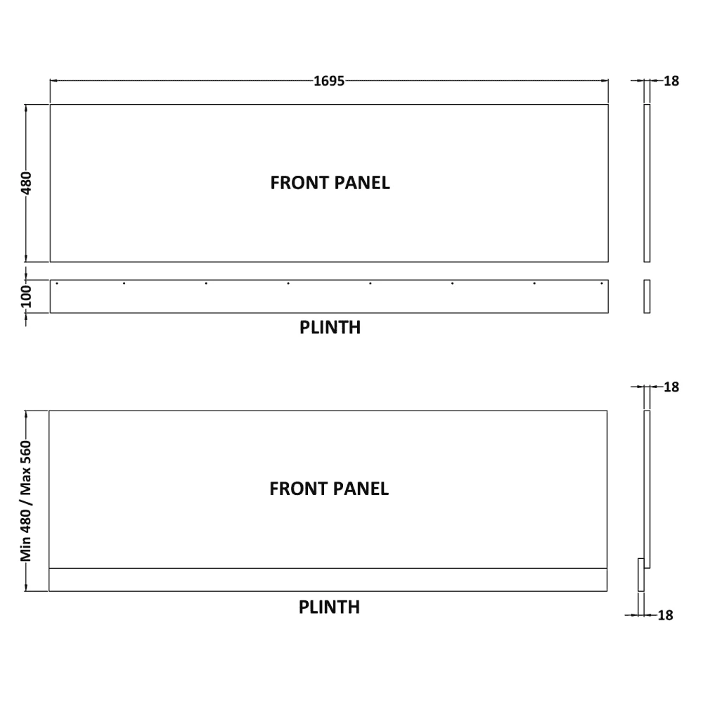 Hudson Reed Havana Metallic Slate 1700 Front Bath Panel & Plinth 3 Hudson Reed Havana Metallic Slate 1700 Front Bath Panel & Plinth - Image 2