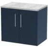 Hudson Reed Juno Electric Blue 600mm Wall Hung 2-Door Vanity Unit & Laminate Top