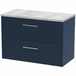 Hudson Reed Juno Electric Blue 800mm Wall Hung 2-Drawer Vanity & Laminate Top