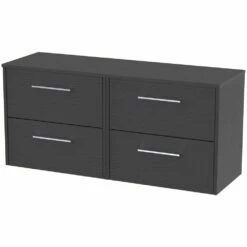 Hudson Reed Juno Graphite Grey 1200mm Wall Hung 4-Drawer Vanity Unit & Worktop