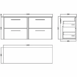 Hudson Reed Juno Graphite Grey 1200mm Wall Hung 4-Drawer Vanity Unit & Worktop -TAPS UK Sales hudson reed juno graphite grey 1200mm wall hung 4 drawer vanity unit worktop p62407 270138 image