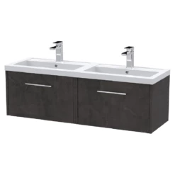Hudson Reed Juno Metallic Slate 1200 Wall Hung 2-Drawer Vanity Unit & Basin