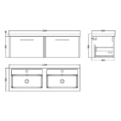 Hudson Reed Juno Metallic Slate 1200 Wall Hung 2-Drawer Vanity Unit & Basin -TAPS UK Sales hudson reed juno metallic slate 1200 wall hung 2 drawer vanity unit basin p73768 305657 image