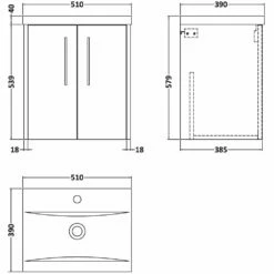 Hudson Reed Juno White Ash 500mm Wall Hung 2-Door Vanity Unit & Basin 1 -TAPS UK Sales hudson reed juno white ash 500mm wall hung 2 door vanity unit basin 1 p60460 265812 image
