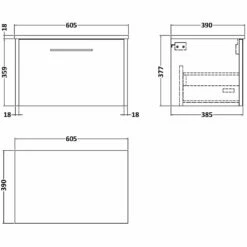 Hudson Reed Juno White Ash 600mm Wall Hung Single Drawer Vanity Unit & Worktop -TAPS UK Sales hudson reed juno white ash 600mm wall hung single drawer vanity unit worktop p60515 267265 image