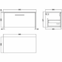 Hudson Reed Juno White Ash 800mm Wall Hung Single Drawer Vanity & Laminate Top 7 Hudson Reed Juno White Ash 800mm Wall Hung Single Drawer Vanity & Laminate Top -TAPS UK Sales hudson reed juno white ash 800mm wall hung single drawer vanity laminate top p60580 286649 image