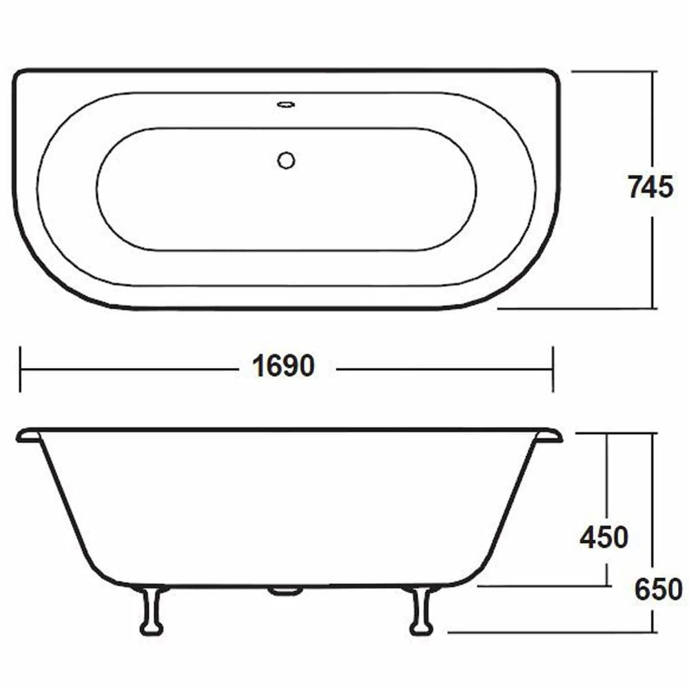 Hudson Reed Kenton 1700mm Double Ended Freestanding Bath & Pride Leg Set 8 Hudson Reed Kenton 1700mm Double Ended Freestanding Bath & Pride Leg Set - Image 6