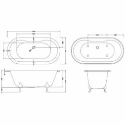 Hudson Reed Kingsbury 1500mm Double Ended Freestanding Bath & Pride Leg Set -TAPS UK Sales hudson reed kingsbury 1500mm double ended freestanding bath pride leg set p30183 198389 image