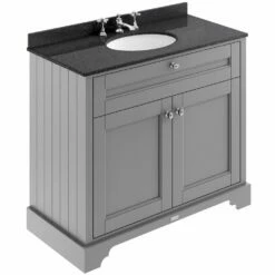 Hudson Reed Old London Storm Grey 1000mm Black Marble & 3TH Basin Vanity - LOF279