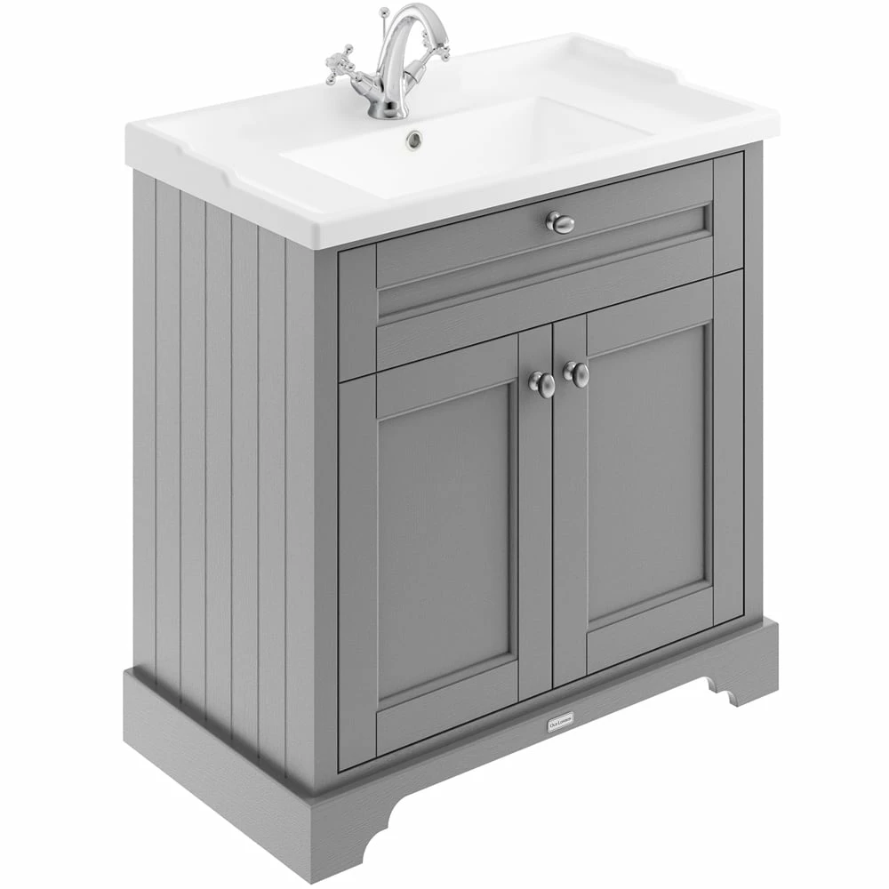 Hudson Reed Old London Storm Grey 800mm Floor Standing Vanity & 1TH Basin LOF205 3 Hudson Reed Old London Storm Grey 800mm Floor Standing Vanity & 1TH Basin LOF205