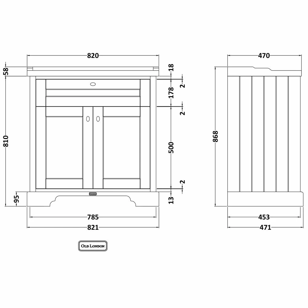 Hudson Reed Old London Storm Grey 800mm Floor Standing Vanity & 1TH Basin LOF205 5 Hudson Reed Old London Storm Grey 800mm Floor Standing Vanity & 1TH Basin LOF205 - Image 3