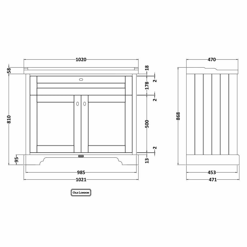 Hudson Reed Old London Timeless Sand 1000mm Floor Standing Vanity Unit & 3TH Basin - LOF437 4 Hudson Reed Old London Timeless Sand 1000mm Floor Standing Vanity Unit & 3TH Basin - LOF437 - Image 2