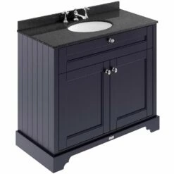 Hudson Reed Old London Twilight Blue 1000mm Black Marble & 3TH Basin Vanity - LOF379