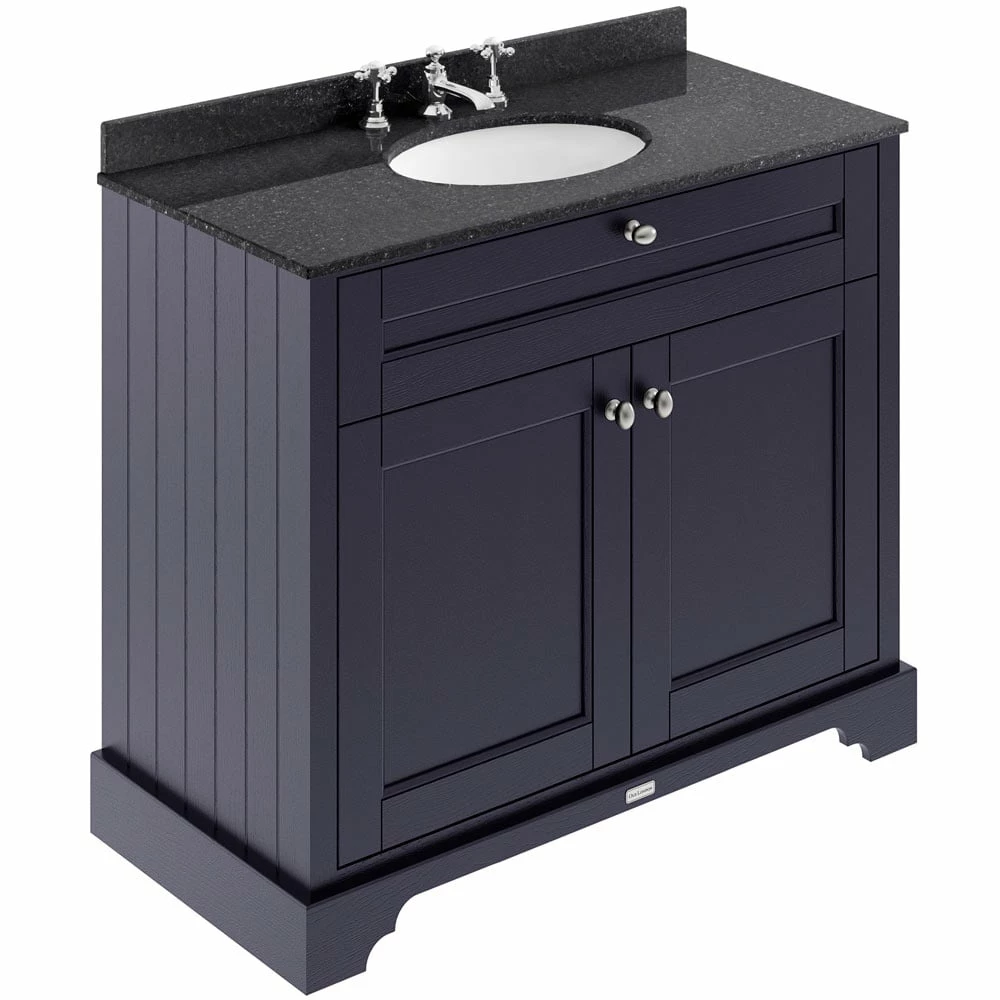 Hudson Reed Old London Twilight Blue 1000mm Black Marble & 3TH Basin Vanity - LOF379 3 Hudson Reed Old London Twilight Blue 1000mm Black Marble & 3TH Basin Vanity - LOF379