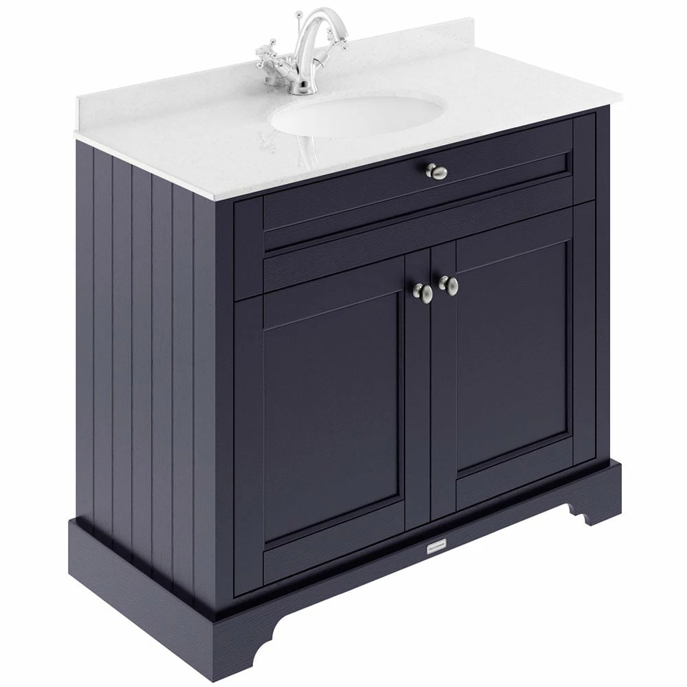 Hudson Reed Old London Twilight Blue 1000mm White Marble & 1TH Basin Vanity - LOF377 3 Hudson Reed Old London Twilight Blue 1000mm White Marble & 1TH Basin Vanity - LOF377