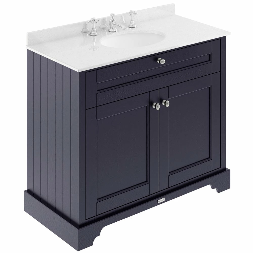 Hudson Reed Old London Twilight Blue 1000mm White Marble & 3TH Basin Vanity - LOF380 3 Hudson Reed Old London Twilight Blue 1000mm White Marble & 3TH Basin Vanity - LOF380