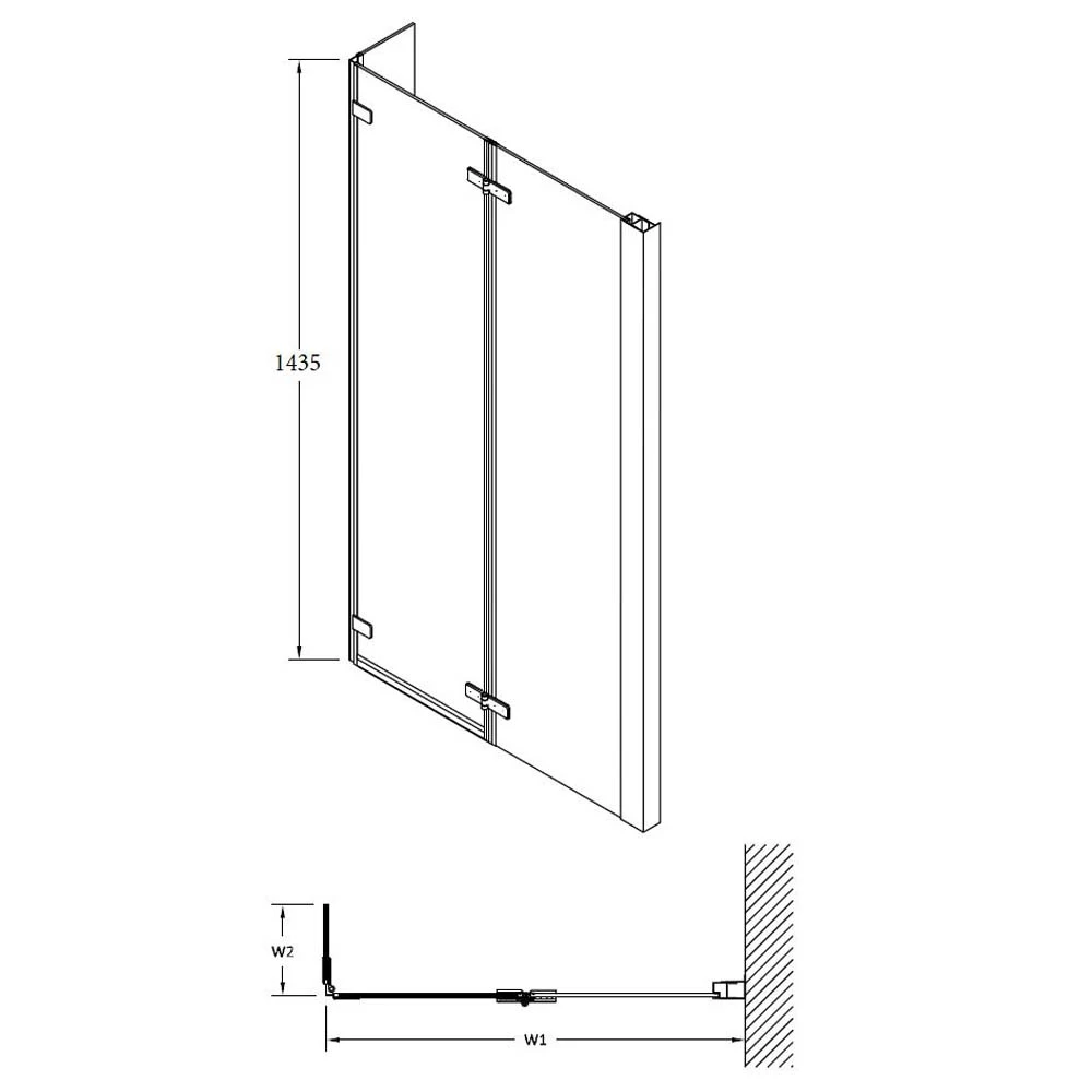 Hudson Reed Quattro Bath Screen Double Hinged - NSBS3 5 Hudson Reed Quattro Bath Screen Double Hinged - NSBS3 - Image 3