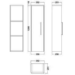 Hudson Reed Solar Cool Grey 350mm Tall Wall Hung Cabinet 1200x350x250 CUR262 -TAPS UK Sales hudson reed solar cool grey 350mm tall wall hung cabinet 1200x350x250 cur262 p33016 161494 image