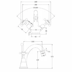 Hudson Reed Topaz Black Crosshead Dome Collar Basin Mixer Tap & Pop Up Waste - BC405DX 5 Hudson Reed Topaz Black Crosshead Dome Collar Basin Mixer Tap & Pop Up Waste - BC405DX -TAPS UK Sales hudson reed topaz black crosshead dome collar basin mixer tap pop up waste bc405dx p29061 142765 image