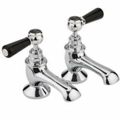 Hudson Reed Topaz Black Lever Hexagonal Collar Bath Taps - BC402HL