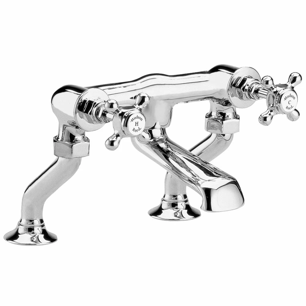 Hudson Reed Topaz White Cross Handle Deck Mounted Bath Filler Tap - BC303HX 3 Hudson Reed Topaz White Cross Handle Deck Mounted Bath Filler Tap - BC303HX