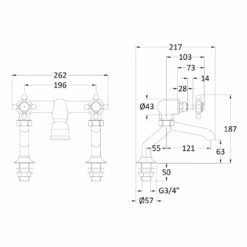 Hudson Reed Topaz White Cross Handle Deck Mounted Bath Filler Tap - BC303HX 5 Hudson Reed Topaz White Cross Handle Deck Mounted Bath Filler Tap - BC303HX -TAPS UK Sales hudson reed topaz white cross handle deck mounted bath filler tap bc303hx p36143 175801 image