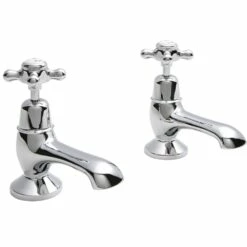 Hudson Reed Topaz White Crosshead Dome Collar Bath Taps - BC302DX