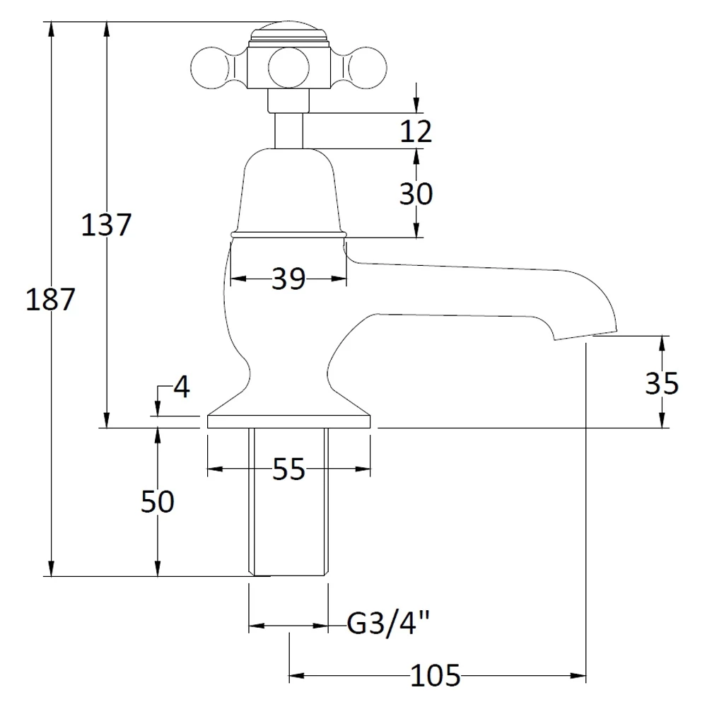 Hudson Reed Topaz White Crosshead Dome Collar Bath Taps - BC302DX 4 Hudson Reed Topaz White Crosshead Dome Collar Bath Taps - BC302DX - Image 2