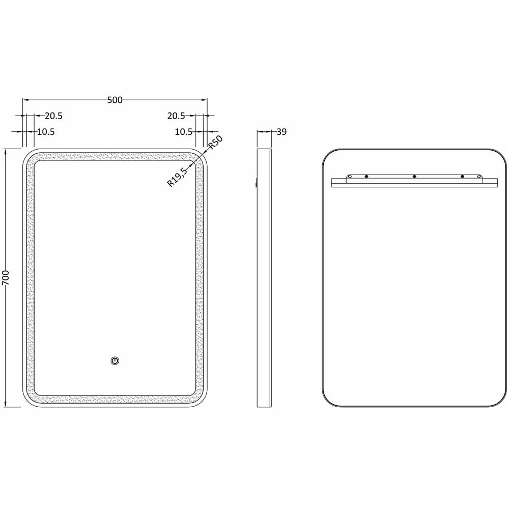 Hudson Reed Touch Sensor 700x500mm Black Framed Mirror - LQ701 5 Hudson Reed Touch Sensor 700x500mm Black Framed Mirror - LQ701 - Image 3