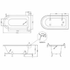 Hudson Reed Winterburn 1500mm Freestanding Shower Bath & Pride Leg Set 9 Hudson Reed Winterburn 1500mm Freestanding Shower Bath & Pride Leg Set -TAPS UK Sales hudson reed winterburn 1500mm freestanding shower bath pride leg set p35994 175500 image